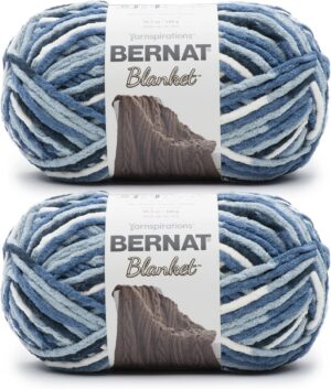 🧶 Bernat Blanket Ombre Yarn – Faded Blues
